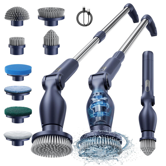 Leebein Electric Spin Scrubber – Cordless, 8 Heads, Adjustable Handle