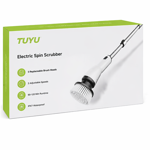 TUYU Electric Spin Scrubber – Waterproof, Cordless, LCD Display