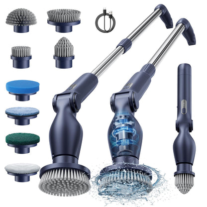 Leebein Electric Spin Scrubber – Cordless, 8 Heads, Adjustable Handle